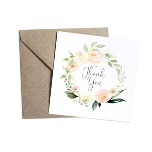 Blush Floral Thank you cards, Blush Wedding, Pink Flowers, Blush Ivory, Botanical, Modern Floral Wedding, 10 Pack