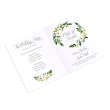 White Wedding Order of Service Booklets, White Floral Watercolour, White Peony, White Rose Invites, Botanical Wedding, 10 Pack