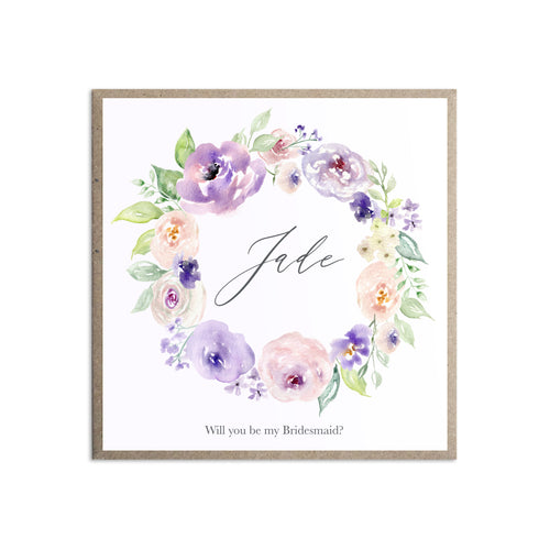 Lilac and Blush Will you be my Bridesmaid card, Maid of Honour, Purple Wedding, Lilac Wedding