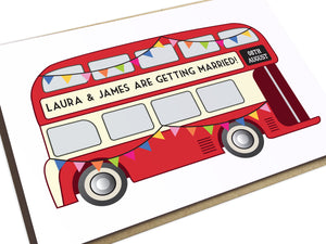 Vintage Bus Wedding Invitations, London Wedding, London Bus, Travel Wedding, 10 Pack