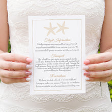 Starfish Guest Information Cards, Detail Cards, Beach Wedding, Seaside Wedding, Wedding Abroad, Coastal Wedding, 10 Pack
