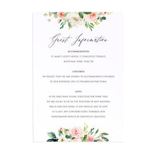 Spring Blush Guest Information Cards, Detail Cards, Blush Wedding, Pink Flowers, Blush Ivory, Botanical, Modern Invitations, 10 Pack