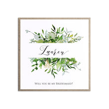 Greenery Leaf Will you be my Bridesmaid card, Maid of Honour, Watercolour Foliage, Greenery, Eucalyptus Invites, Green Wreath, Botanical Wedding