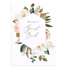 Magnolia Wedding Guest Book Sign, Please Sign Our Guest Book Sign, Ivory Floral, Boho Wedding, Cotton Wedding, Autumn Wedding