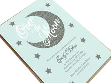 Over The Moon Baby Shower Invitations, Blue Baby Shower, Baby Boy, 10 Pack
