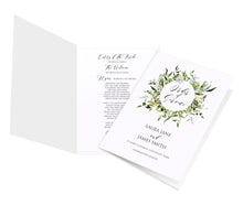 Greenery Order of Service Booklets, Green Wreath, Eucalyptus Wreath, Green Leaf, Botanical Wedding, Leaf, 10 Pack