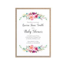 Watercolour Flower Baby Shower Invitations, Pink Floral, Pink Baby Shower, Pink Flowers, 10 Pack