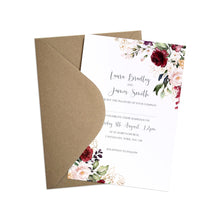 Red and Gold Wedding Invitations, Ruby Red, Burgundy, Blush, Red Floral, 10 Pack