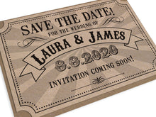 Circus Ticket Save the Date Cards, Recycled Kraft, Fun Fair, Carnival, Ticket Invitations, 10 Pack