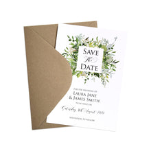 Greenery Save the Date Cards, Square Wreath, Watercolour Foliage, Greenery, Eucalyptus, Green Wreath, Botanical Wedding, 10 Pack