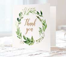 Foliage Baby Shower Thank you cards, Greenery Baby Shower, Green Leaf, 10 Pack