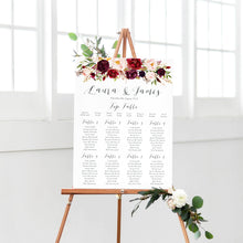 Boho Red Rose Table Plan, Seating Plan, Burgundy Wedding, Red Roses, Red Wedding, Boho Floral, A2 Size
