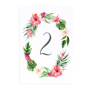 Tropical Floral Table Numbers, Table Names, Beach Wedding, Tropical Wedding