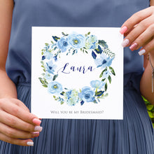 Blue Floral Will you be my Bridesmaid card, Maid of Honour, Blue Watercolour flowers, Baby Blue, Pastel Blue Wedding