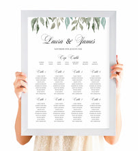 Elegant Geometric Table Plan, Seating Plan, Greenery Wedding, Leaf Wedding, Foliage, A2 Size