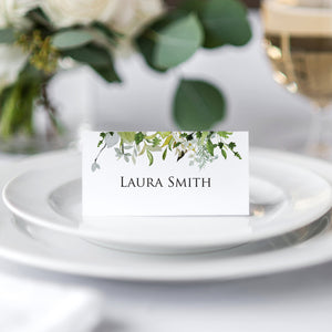 Greenery Place Cards, Watercolour Foliage, Greenery, Eucalyptus Invites, Green Wreath, Botanical Wedding, Personalised Place Cards, Place Settings, 20 Pack