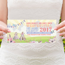 Boho Festival Ticket Wedding Invitations, Festival Wedding, Festival Invitation, Camping Wedding, Wedding Tent, Festival Ticket, Wedfest, 10 Pack