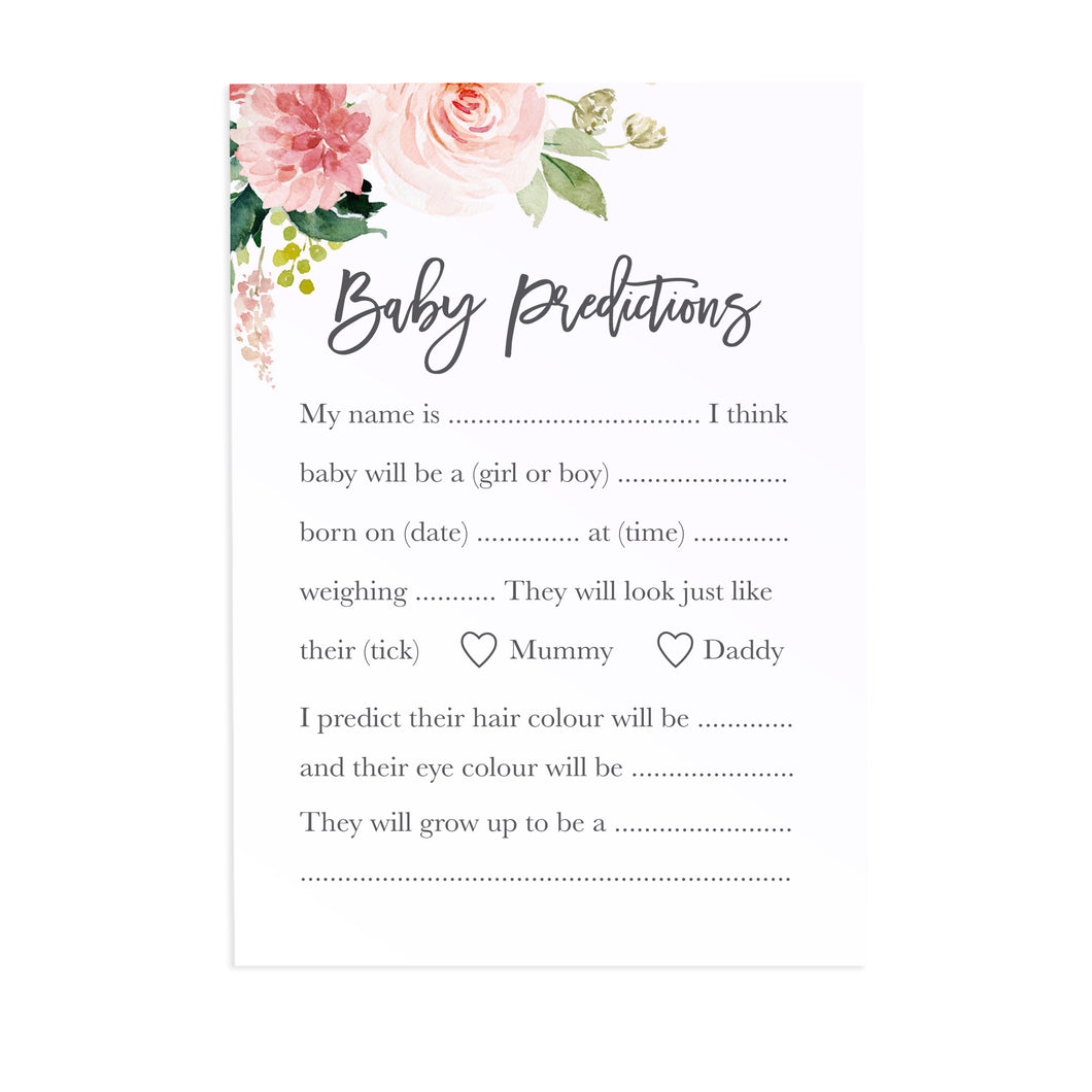 Blush Rose Baby Shower Prediction postcards, Baby Shower Game, Blush Baby Shower, Blush Flowers, Blush Ivory, 10 Pack