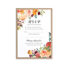 Paprika RSVP Cards, Orange Floral Wedding Invitation, Autumn Wedding, Fall Wedding, 10 Pack