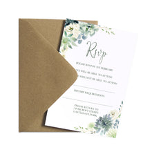 Succulent Floral RSVP Cards, Response Cards, Botanical Wedding, Mint Wedding, Eucalyptus, 10 Pack