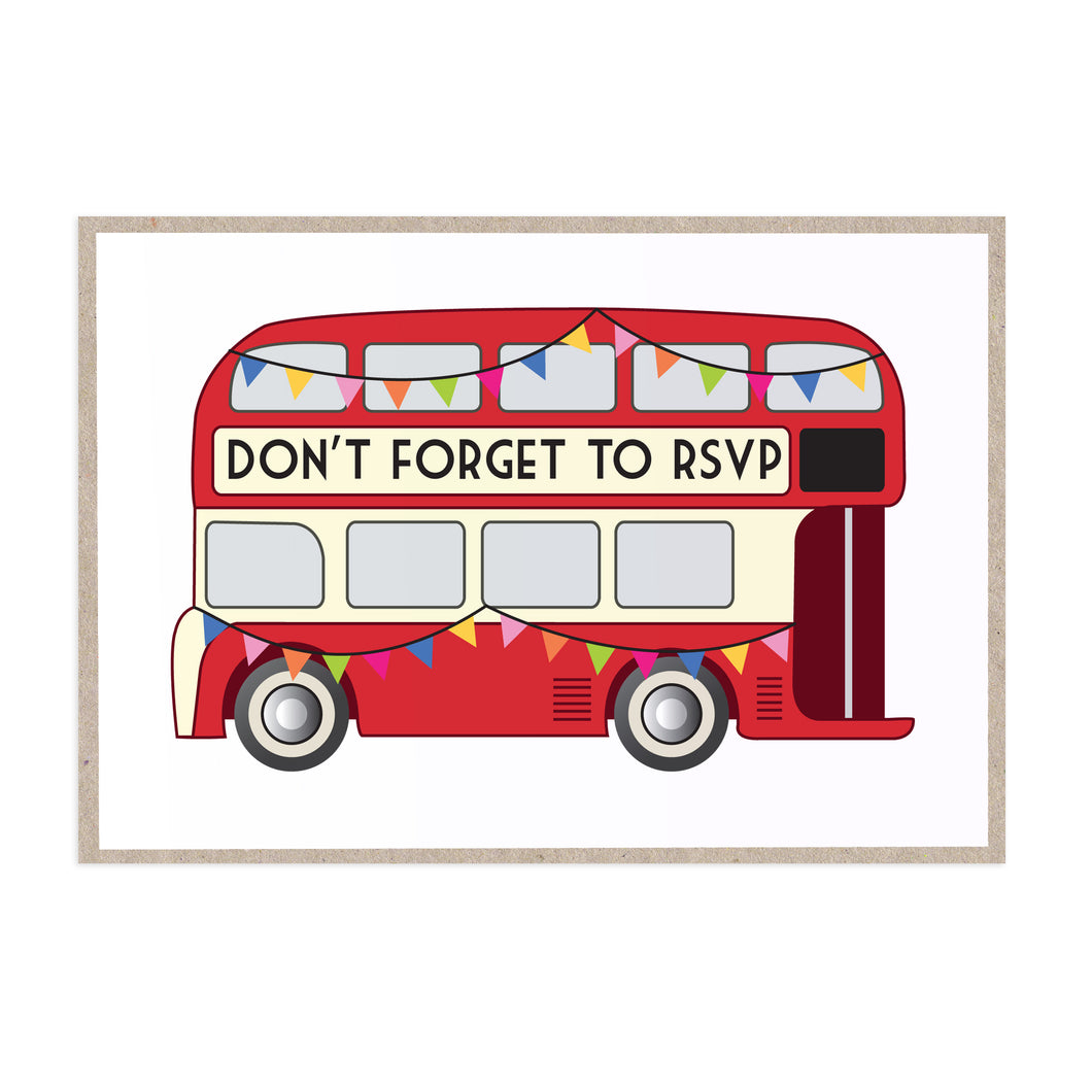 Vintage Bus RSVP Cards, London Wedding, London Bus, Travel Wedding, 10 Pack