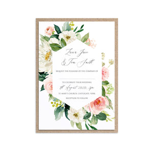Spring Blush Wedding Invitations, Geometric, Blush Wedding, Pink Flowers, Blush Ivory, Botanical, Modern Invitations, 10 Pack
