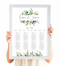 Botanical Garden Table Plan, Seating Plan, Greenery Wedding, Leaf Wedding, Botanical Wedding, Foliage, A2 Size
