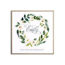 White Wedding Will you be my Bridesmaid card, Maid of Honour, White Floral Watercolour, White Peony, White Rose Invites, Botanical Wedding,