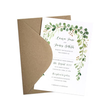 Green Leaf Wedding Invitations, Greenery Arch, Watercolour Foliage, Greenery, Eucalyptus Invites, Green Wreath, Botanical Wedding, 10 Pack