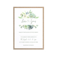 Succulent Floral Wedding Invitations, Bar Frame, Botanical Wedding, Mint Wedding, Eucalyptus, 10 Pack