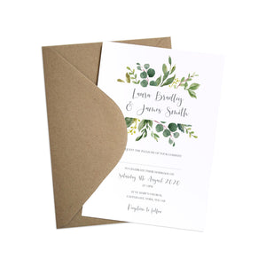 Botanical Garden Wedding Invitations, Greenery Wedding, Leaf Wedding, Botanical Wedding, 10 Pack