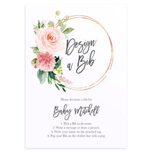 Blush Rose Baby Shower Game, Design a Bib, Blush Flowers, Blush Ivory