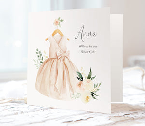Blush Floral Will you be our Flower Girl card, Bridesmaid Proposal, Blush Wedding, Pink Flowers, Blush Ivory, Botanical, Modern Floral Wedding