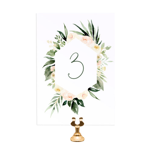 Blush Floral Table Numbers, Table Names, Blush Wedding, Pink Flowers, Blush Ivory, Botanical, Modern Floral, 5 Pack