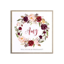 Boho Floral Antler Will you be my Bridesmaid card, Maid of Honour, Rustic Wedding Invitation, Floral Wedding Invitation, Red Rose, Rustic Country