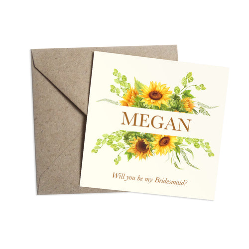 Rustic Sunflower Will you be my Bridesmaid card, Maid of Honour, Rustic Wedding, Country Wedding, Sunflowers, Sunflower