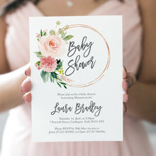 Blush Rose Baby Shower Invitations, Circle Wreath, Blush Baby Shower, Blush Flowers, Blush Ivory, 10 Pack