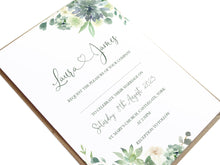Succulent Floral Wedding Invitations, Botanical Wedding, Mint Wedding, Eucalyptus, 10 Pack
