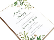 Green Leaf Wedding Invitations, Greenery Corners, Watercolour Foliage, Greenery, Eucalyptus Invites, Green Wreath, Botanical Wedding, 10 Pack