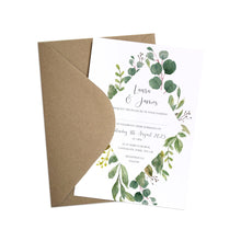 Botanical Garden Wedding Invitations, Diamond Frame, Greenery Wedding, Leaf Wedding, Botanical Wedding, 10 Pack