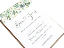 Succulent Floral Wedding Invitations, Floral Drop, Botanical Wedding, Mint Wedding, Eucalyptus, 10 Pack
