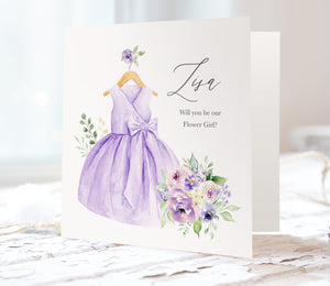 Lilac and Blush Will you be our Flower Girl card, Bridesmaid Proposal, Purple Wedding, Lilac Wedding