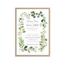Green Leaf Wedding Invitations, Greenery Frame, Watercolour Foliage, Greenery, Eucalyptus Invites, Green Wreath, Botanical Wedding, 10 Pack