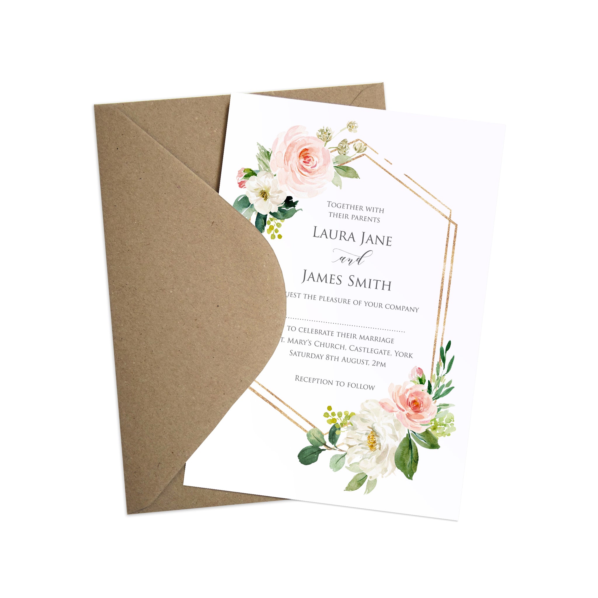 Blush Hexagon Change the Date Postcard — Paper Girl Creative - Denver  Wedding Invitations