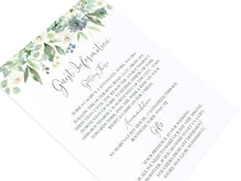 Succulent Floral Guest Information Cards, Detail Cards, Botanical Wedding, Mint Wedding, Eucalyptus, 10 Pack