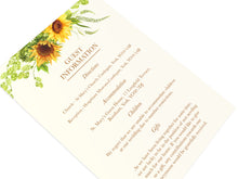 Rustic Sunflower Guest Information Cards, Detail Cards, Rustic Wedding, Country Wedding, Sunflowers, 10 Pack