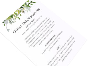 Greenery Guest Information Cards, Detail Cards, Watercolour Foliage, Greenery, Eucalyptus Invites, Green Wreath, Botanical Wedding, 10 Pack