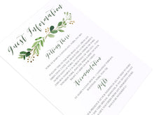 Green Leaf Guest Information Cards, Detail Cards, Watercolour Foliage, Greenery, Eucalyptus Invites, Green Wreath, Botanical Wedding, 10 Pack