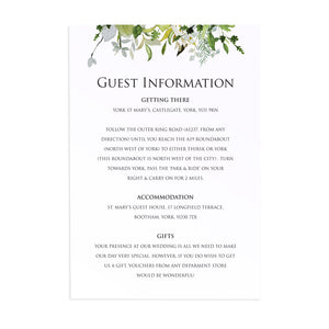 Greenery Guest Information Cards, Detail Cards, Watercolour Foliage, Greenery, Eucalyptus Invites, Green Wreath, Botanical Wedding, 10 Pack