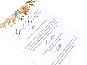 Autumn Pumpkin Guest Information Cards, Detail Cards, Halloween, Autumn Wedding, Fall Wedding, Autumn Leaf, 10 Pack